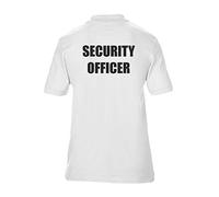 Brook Hi Vis UK Security Officer Printed White Polo Shirt, Security Officer, Security Guard, Doorman, Bouncer, Events, Xlarge