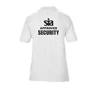Brook Hi Vis UK SIA Security Printed White Polo Shirt, Security Officer, Security Guard, Doorman, Bouncer, Events, Medium