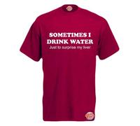 Brook Hi Vis UK Sometimes I Drink Water...! Mens Funny T-Shirt Burgundy Large