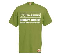 Brook Hi Vis UK Warning Grumpy Old G*t! Mens Funny T-Shirt Olive XX-Large