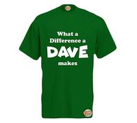 Brook Hi Vis UK What A Difference A Dave Makes! Mens Funny T-Shirt Green X-Large