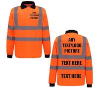 Brook Hi Vis UK Yoko Premium Hi-Vis Long Sleeve Orange Polo Shirt, High Visibility Workwear, Soft Breathable Polyester Safety Clothing, Alpha, XXL, Regular, Regular, Standard, Orange
