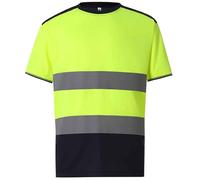 Brook Hi Vis Yoko Hi Vis T Shirt - Premium High Viz Workwear with Breathable Soft Polyester Reflective Safety Clothing for Construction, Staff - Women and Mens T Shirt Yellow/Navy,L