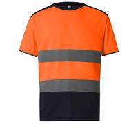 Brook Hi Vis Yoko Hi Vis T Shirt - Premium High Viz Workwear with Breathable Soft Polyester Reflective Safety Clothing for Construction, Staff - Women and Mens T Shirt Orange/Navy,4XL