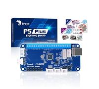 Brook P5 Plus Fighting Board with Sticker - Pre-Installed Header Version, Ultra-Low Latency PCB for PS5 Fighting Games, PS4, PS3, Switch & PC (X-Input), SOCD Cleaner, Turbo, Auto-Detect Console