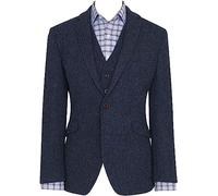 Brook Taverner Men's Stranraer Harris Tweed® Wool Jacket Coat - Tailored, Comfortable Fit, Long Sleeved Elegant Single Breasted Formal Blazer - 38 R Blue