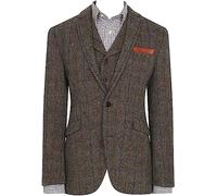 Brook Taverner Men's Sumburgh Harris Tweed® Wool Jacket Coat - Tailored, Comfortable Fit, Long Sleeve, Elegant Single Breast Formal Plaid Blazer - 44 R Green