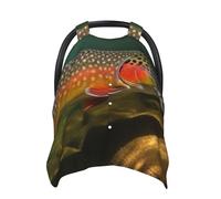 Brook Trout Fly Fishing Baby Car Seat Canopy Cover, Multi Use Breathable Nursing Breastfeeding Covers for Mom Soft Stroller Sun Shade Newborn Shower Gift