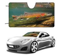 Brook Trout Fly Fishing Car Windshield Sun Shade - Reflector Sunshade Offers Ultimate Protection for Car Interior, Cool Reflective Sun Blocker Fits Small Sedans, Mini SUVs 55"x30"