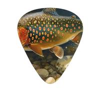 Brook Trout Fly Fishing - Guitar Picks-12 Pack Includes Thin, Medium & Heavy Gauges, Best Gift for Guitar Lovers