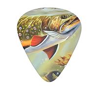 Brook Trout Fly Fishing &Guitar Picks Pack Of 12,Comfortable Feel, Smooth Edges, Abrasion,Suitable For Guitar, Ukulele, Etc.
