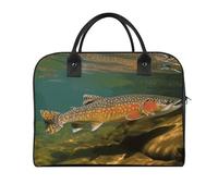 Brook Trout Fly Fishing Laptop Tote Bag Casual Travel Handbag Multi Pocket Shoulder Bags for Work Travel