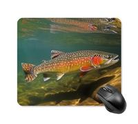Brook Trout Fly Fishing Mouse Pad Square Laptop Mouse Mat Cute Computer Mousepad Keyboard Pad Non-Slip Desk Pads for Gaming Office Work Home 25 * 30cm