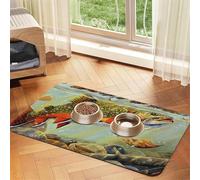 Brook Trout-Fly Fishing Patterned Pet Feeding Mat with Water-Absorbing PU Top & Rubber Base - Anti-Slip Dog Cat Food Mat for Cats, Dogs & Pets, 40x60cm