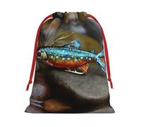 Brook Trout Fly Fishing Print Drawstring Gift Bag Durable And Versatile, Perfect For Festive Occasions