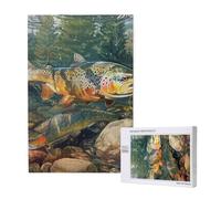 Brook Trout Fly Fishing Printed Jigsaw Puzzle with Storage Box, Wooden Puzzle for Adults and Kids, 1000 Pieces Family Fun Decorative Game