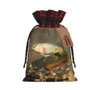 Brook Trout Fly Fishing S Christmas drawstring gift bags printed flower-strap gift bags perfect for birthdays and holiday parties