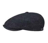 Brooklin Black Herringbone Flat Cap by Stetson