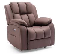 More4Homes Electric Powered Recliner Chair With Usb Charger And Pocket Storage In Leather-Look Mocha Technology Fabric