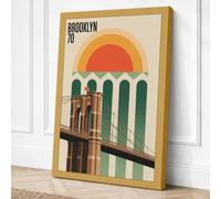 Brooklyn 70 Retro Canvas Wall Art Print 30x20 Inch (76 x 51 cm)