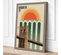 Brooklyn 70 Retro Canvas Wall Art Print 36x24 Inch (91 x 61 cm)