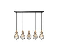 Brooklyn Balloon Cage 5 Wire Cluster Lights, 6 inch, Pewter, Brass holder Industville Dark Grey One Size