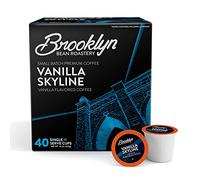 Brooklyn Beans Vanilla Skyline Gourmet Coffee Pads Compatible with Keurig K Cup Brewers, Including 2.0 Machines, 40 Pack, Rich and Creamy Vanilla Flavour