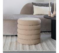 Brooklyn Beige Boucle Fabric Storage Round Pouf