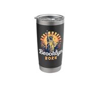 Brooklyn Born Retro Sunset Skyline Statue Liberty Women Men Stainless Steel Insulated Tumbler
