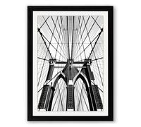 Brooklyn Bridge Ascendant Industrial Framed Wall Art Print A3 (42×29.7cm) Black, Wall Decor for Living Room, Bedroom, Office & Home, Ready to Hang, Art Gift