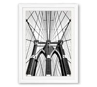 Brooklyn Bridge Ascendant Industrial Framed Wall Art Print A3 (42×29.7cm) White, Wall Decor for Living Room, Bedroom, Office & Home, Ready to Hang, Art Gift
