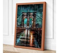 Brooklyn Bridge at Night Canvas Wall Art Print 36x24 Inch