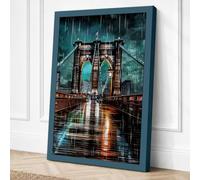 Brooklyn Bridge at Night Canvas Wall Art Print 36x24 Inch