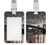 Brooklyn Bridge Badge Holder Vertical Id Card Holder with Lanyard Heavy Duty Name Tag Holders Waterproof Work Badge Holder for Office Cruise Teacher Cute Badge Protector