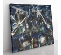 Brooklyn Bridge by Joseph Stella Classic Painting Canvas Wall Art Print Ready to Hang, Framed Picture for Living Room Bedroom Home Office Décor, 50x50 cm (20x20 Inch)