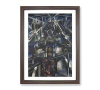 Brooklyn Bridge By Joseph Stella Classic Painting Framed Wall Art Print, Ready to Hang Picture for Living Room Bedroom Home Office Décor, Walnut A3 (34 x 46 cm)