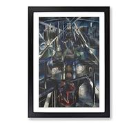 Brooklyn Bridge by Joseph Stella Framed Print | A2 Black Framed Wall Art | Ready to Hang | Modern Cityscape Picture | Living Room Bedroom Lounge Office