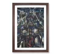 Brooklyn Bridge by Joseph Stella Framed Print | A2 Walnut Framed Wall Art | Ready to Hang | Modern Cityscape Picture | Living Room Bedroom Lounge Office