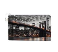 Brooklyn Bridge Coin Purse Canvas Wallet with Zipper Portable Mini Change Pouch Cute Money Pouch Small Organizer Coin Card Key Holder for Women Girls Daily Use Gift