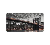 Brooklyn Bridge Desk Pad Large Desk Protector Blotter Mat with Non-Slip Rubber Base Extended Waterproof Mouse Keyboard Pad Stitched Edge for Gaming Writing Office Home