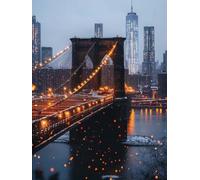 Brooklyn Bridge Diamond Art Kits Adults, City 5D Diamond Painting for Beginners, DIY Cross Stitch Kits for Adults, Full Drill Rhinestone Gem Art Crafts, Room Decor and Wall Decor Gifts 60x80cm 0-3963