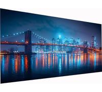 Brooklyn Bridge Diamond Art Kits Adults, Large 32x16 Inch 5D Diamond Painting for Beginners Night View, DIY Full Drill Cross Stitch Embroidery Crystal Art, Crafts and Painting for Room Decor J-3888