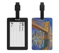 Brooklyn Bridge Dot Lights Luggage Tags for Suitcases Personalized Luggage Tags Business Card Holder Travel ID Bag Tag with Address Card Quick Spot Baggage Identifier for Carry On