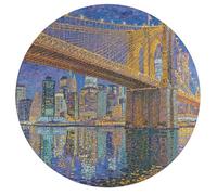 Brooklyn Bridge Dot Lights Personalized Jigsaw Puzzles, 195Pcs Custom Wooden Jigsaw Puzzle Round Puzzle Gift Adult