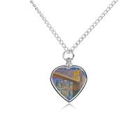 Brooklyn Bridge Dot Lights Pet Urn Necklace for Dog Cat Ashes Heart Cremation Keepsake Pendant Memorial Jewelry Gifts for Women Men