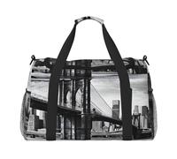 (Brooklyn Bridge) Durable Twill Travel Tote Bag Large Capacity Handheld & Crossbody Bag for Weekend Trips,Sports,and Outdoor Activities