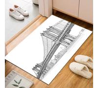 Brooklyn Bridge Gray Rectangle Rugs Living Room Rug for Bedroom 60x90cm Non-Slip Washable Carpet Modern City Building Bridge Short Pile Area Rug for Dining Room Kitchen Office Floor mats