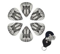 Brooklyn Bridge Guitar Picks 6 Pack, 0.96mm Thickness Celluloid Bass Pick with Leather Guitar Pick Holder Keychain Abstract Art Pics Plectrum for Acoustic Electric Guitar, Ukulele, Bass