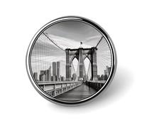 Brooklyn Bridge Lapel Pins Metal Pin Badge Personalized Pinback Button Badges Classic Round Badge Recognition Enamel Lapel Pin for Jackets, Backpacks, Bags