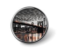 Brooklyn Bridge Lapel Pins Round 1 Inch Lightweight Brooch Pins | Metal Shirt Pin for Suit Jacket, Secure Butterfly Clutch, Small Mini Pin Badge Gift for Coworkers & Everyday Outfit Accessory